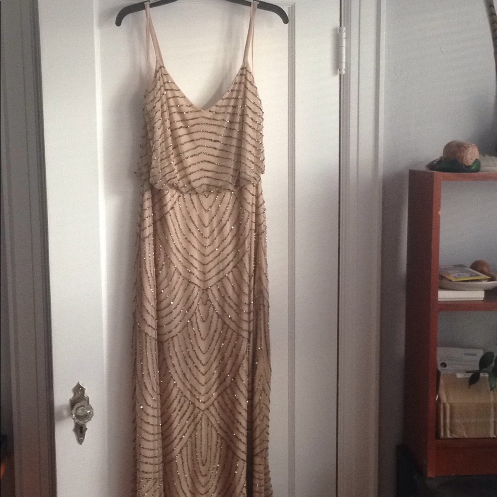 Adrianna Papell blush blouson sequined maxi dress